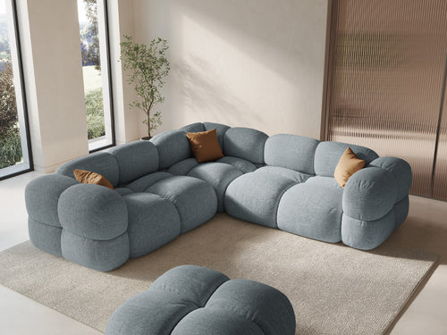 Cosmopolitan Design Symmetrische hoekbank Loretto 4-zits, structurele stof pastelblauw - 250x250x68cm