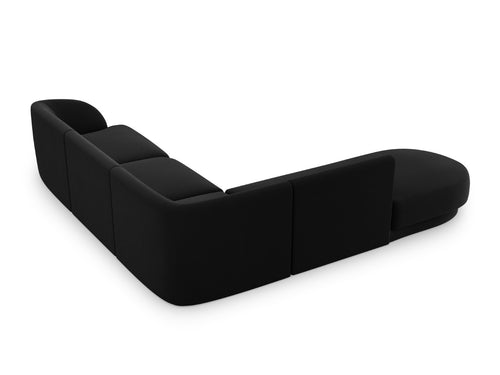 Micadoni linker hoekbank Miley 6-zits, flueel, zwart - 248x255x70cm