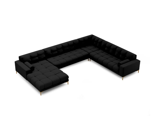 Cosmopolitan Design Panoramische hoekbank rechts Bali 7-zits, structurele stof, zwart - 256x327x75cm