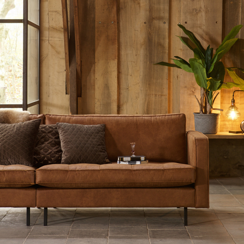 WOOOD classic 3-zits bank Rodeo - Recycle Leer - Cognac-83x275x88 - vtwonen shop