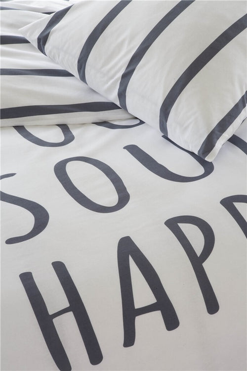 Walra - Dekbedovertrek Happy Wake Up - 140x220 cm - Wit / Blauw - vtwonen shop