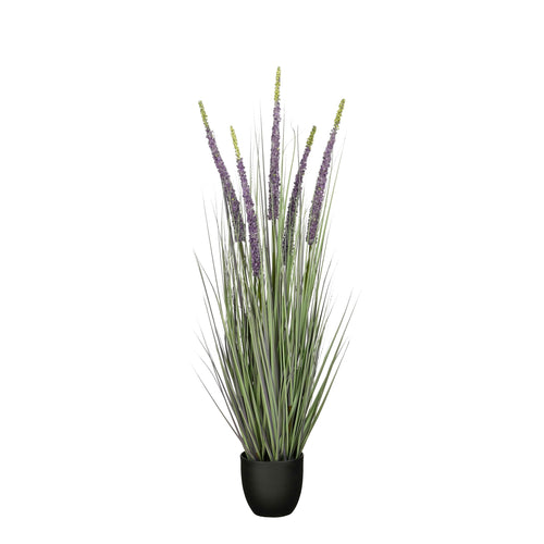 Mica Decorations Eremurus – Kunstgras in Pot – Realistische Nepplant Woondecoratie – Kunstplanten voor Binnen en Buiten – H110 x Ø35 cm – Groen, Paars