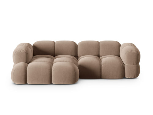 Cosmopolitan Design linker hoekbank Loretto 3-zits, flueel donkerbeige - 147x250x68cm