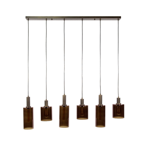 Giga Meubel Hanglamp Sepiora - Bruin Glas - 6-Lichts - 118x14x150cm - vtwonen shop