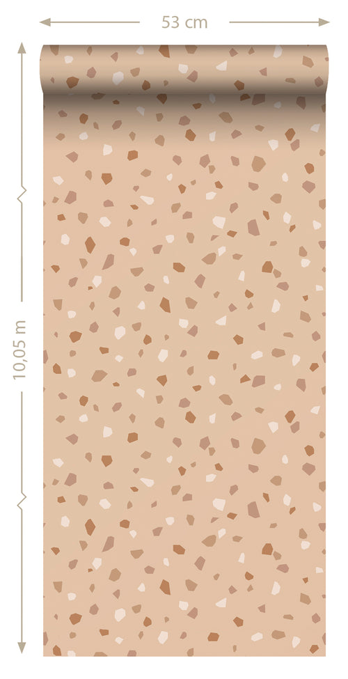 ESTAhome behang terrazzo beige en terracotta - 50 x 900 cm - 139825 - vtwonen shop