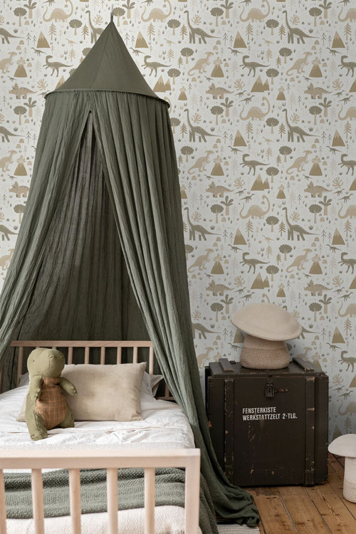 ESTAhome behang dinosaurussen beige en taupe - 53 cm x 10.05 m - 131354