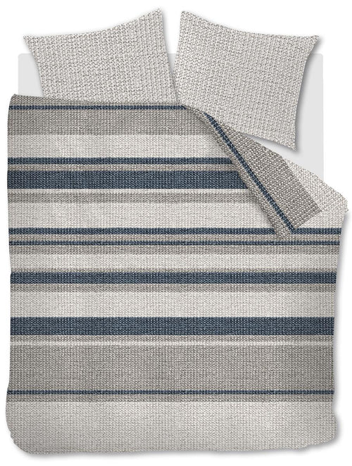 Riviera Maison dekbedovertrek Rattan Stripes - 260x200/220 cm - blauw grijs - vtwonen shop