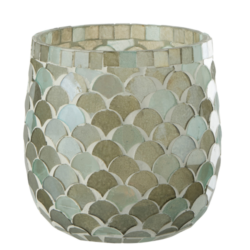 J-Line windlicht Mozaiek - glas - aqua - medium - vtwonen shop