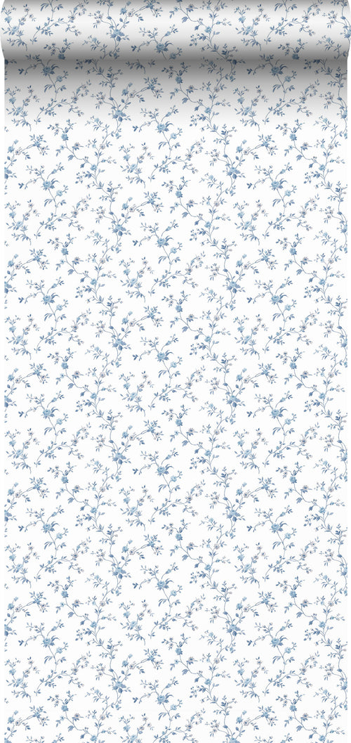 Sanders & Sanders behang bloemetjes blauw en wit - 53 cm x 10 m - 640407 - vtwonen shop