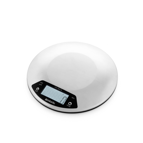 Brabantia Profile Digitale keukenweegschaal rond, met kookwekker - Matt Steel