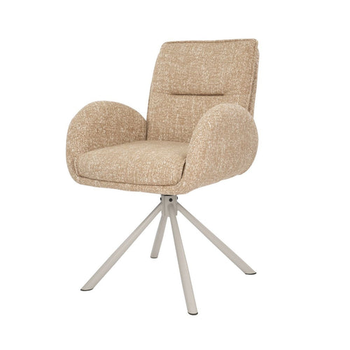 Giga Meubel Eetkamerstoel Tina - Taupe - Draaibaar - Armleuningen - Scandinavisch - Set van 2