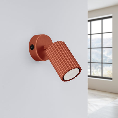 Sollux Lighting Wandlamp KARBON rood oker met schakelaar - 8x8x16cm