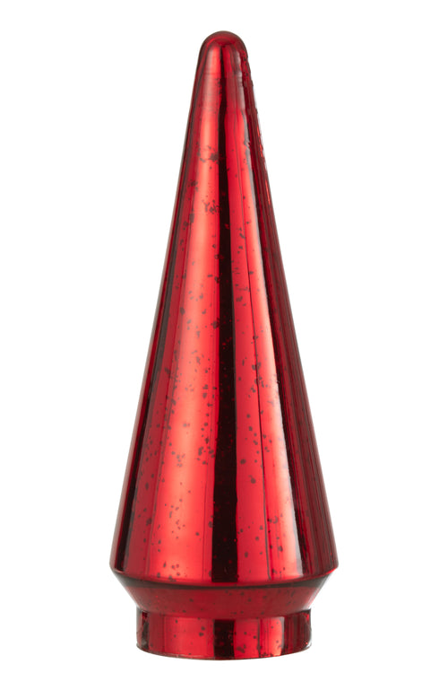 J-Line decoratie Kerstboom - glas - rood - large - LED lichtjes - vtwonen shop