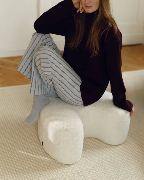 noo.ma U Pouf - Cloud Beige Bouclé, 50 x 60 x 30 cm