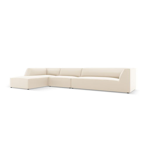 Cosmopolitan Design - Modulaire hoekbank links Siena 5-zits, imitatieleer lichtbeige - 180x366x69cm