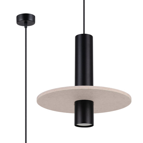 Sollux Lighting Hanglamp PELTA 1 zwart/beige - 30x30x126cm