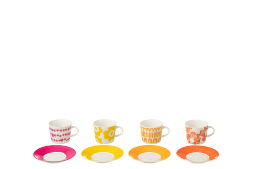 J-Line kop + schoteltje - keramiek - mix - small - 4 stuks