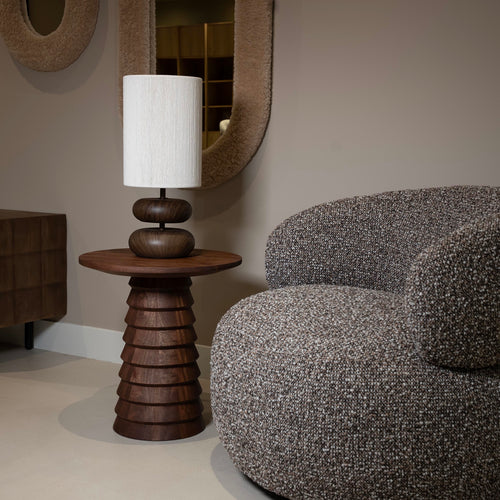 DÉJA Living Bijzettafel Marin - Rond Donkerbruin Hout - 46x46x50cm