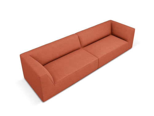 Micadoni Bank Ruby 4-zits, structurele stof, koraal - 93x302x69cm