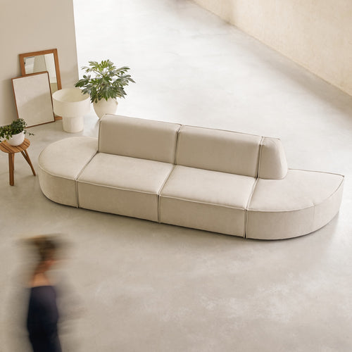 Tikamoon Modulaire 2/3-zitsbank in beige stof - Beige
