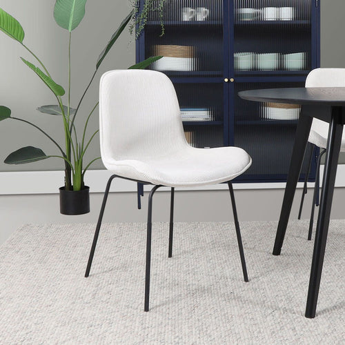 Nolon Nora-Fé Eetkamerstoelen Set van 2 - Rib Crème - Zwarte Poten - vtwonen shop