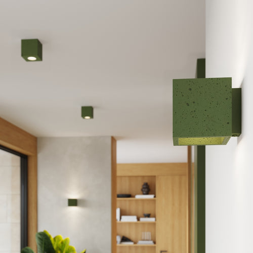 Sollux Lighting Plafondlamp QUAD beton olijfgroen - 10x10x10cm