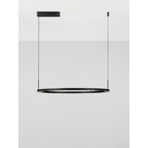 Nova Luce LUNETTE Geïntegreerde LED-hanglamp voor plafond, zandkleurig zwart, Triac dimbaar, 46W, 1879lm, 3000K