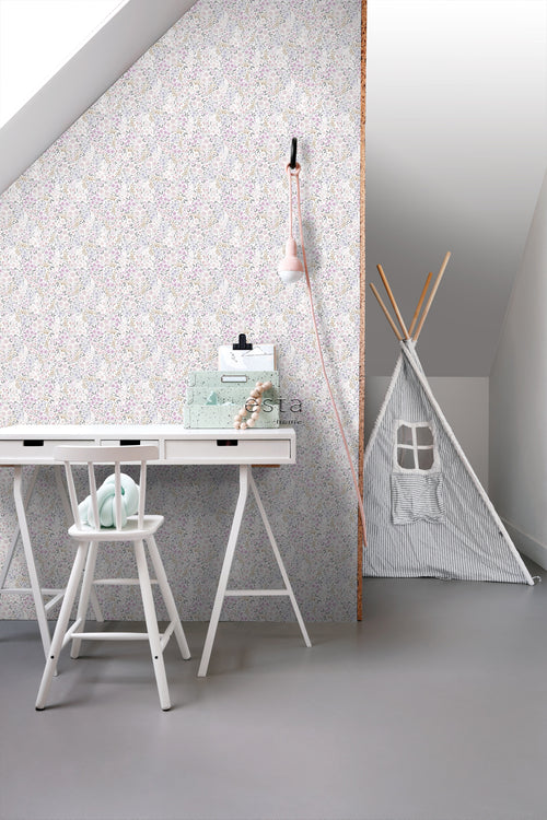 ESTAhome behang bloemetjes lila paars - 53 cm x 10.05 m - 139534