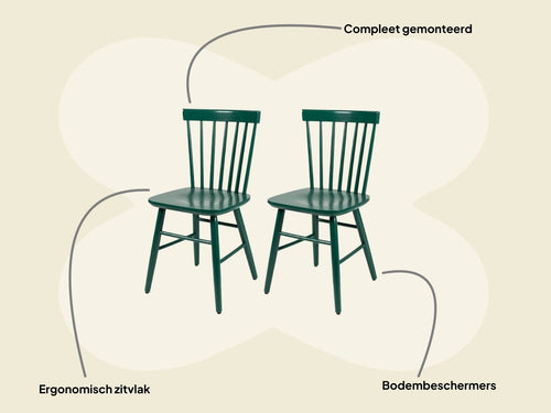 MaximaVida houten spijlenstoel Maxime groen - doos per 2 stuks
