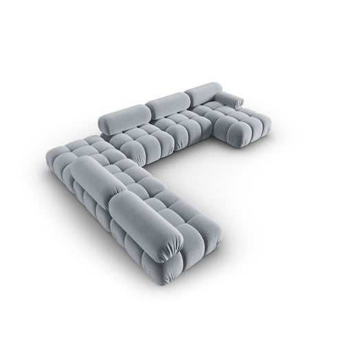 Cosmopolitan Design - Modulaire panoramische hoekbank links Cortina 7-zits, flueel lichtblauw - 282x376x70cm