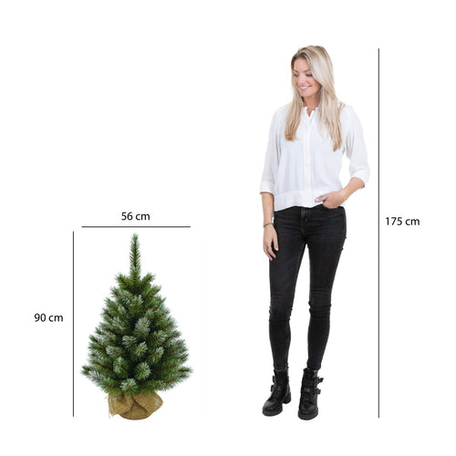 Triumph Tree Kunstkerstboom in Jute - Kunst Kerstboom H90 x Ø56 cm - Groen Frosted