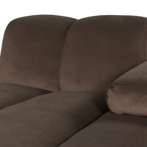 WOOOD chaise longue bank rechts Mojo - Velvet - Bruin - 74x124x162
