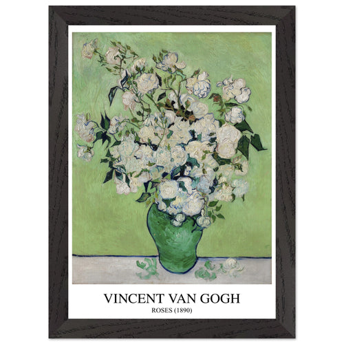 Artfulprints Poster met Lijst Vincent van Gogh - Roses   - A4 21x29.7 cm - Groen