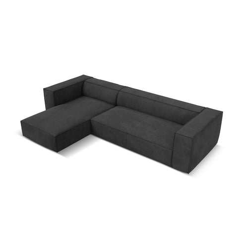 Cosmopolitan Design - Linker hoekbank Turin 5-zits, structurele stof donkergrijs - 173x290x68cm