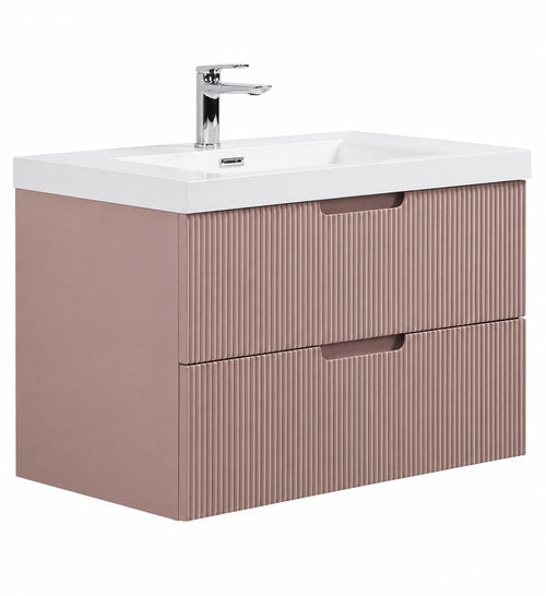 Badplaats Badkamermeubel Set Thermis 80 cm – Mat Roze – Badmeubel met Wastafel