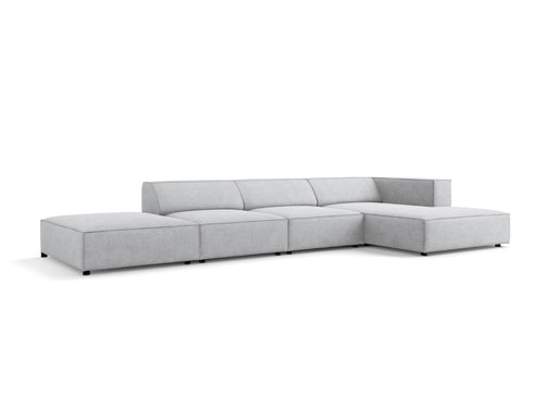 Cosmopolitan Design rechter hoekbank Arendal 5-zits, chenille met ribbeleffect, lichtgrijs - 166x341x70cm