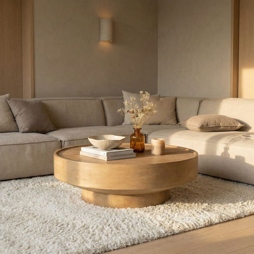 DÉJA Living Salontafel Gabriel - Rond Naturel Hout - 90x90x30cm