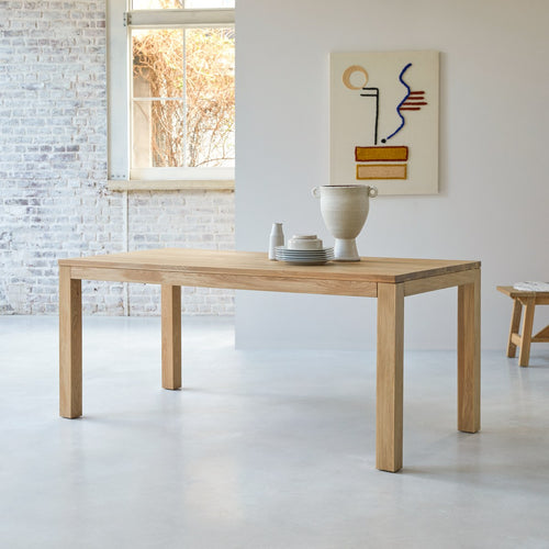Tikamoon Tafel van massief eikenhoutzonder knoesten voor 6/8 personen - Naturel