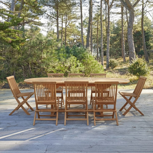 Tikamoon Ovale tuinset in massief acaciahout met 8 stoelen - Bruin