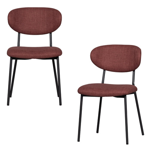 WOOOD eetkamerstoelen Kjeld - Polyester - Rouge - Set van 2 - vtwonen shop