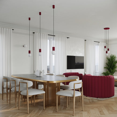 Sollux Lighting Hanglamp HALO 3P bordeauxrood - 25x25x125cm