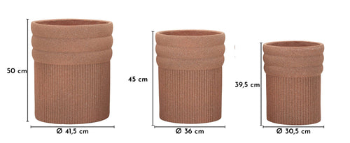 Mauro Ferretti cachepot - set van 3 - Ø 41,5×50–36×45–30,5×39,5 - rood