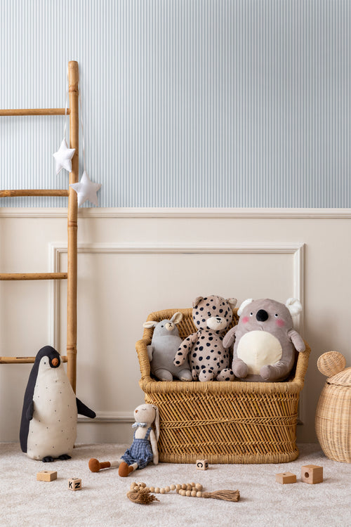 Sanders & Sanders behang strepen vergrijsd blauw - 50 x 900 cm - 935388