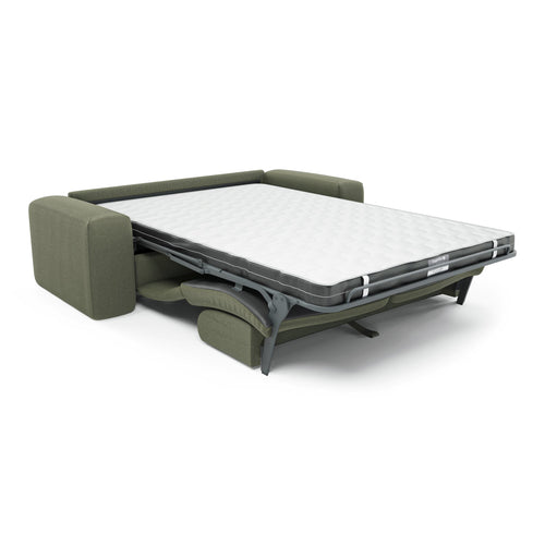Sia Home - Express slaapbank dunlopillo 140cm MYRA - geweven stof olijfgroen 214cm