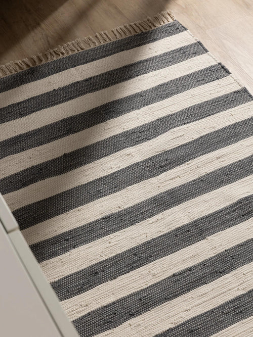 benuta loper van gerecycled materiaal Tom - grijs/wit - 80x250 cm