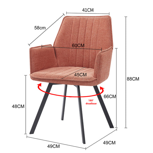 Livingfurn eetkamerstoel Louise Blush - stof - 1 stuk - vtwonen shop