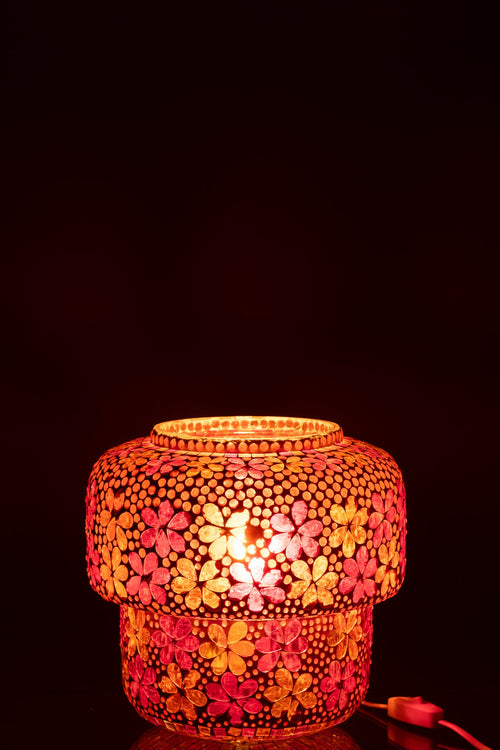 J-Line tafellamp Mozaïek - glas - roze/oranje - medium