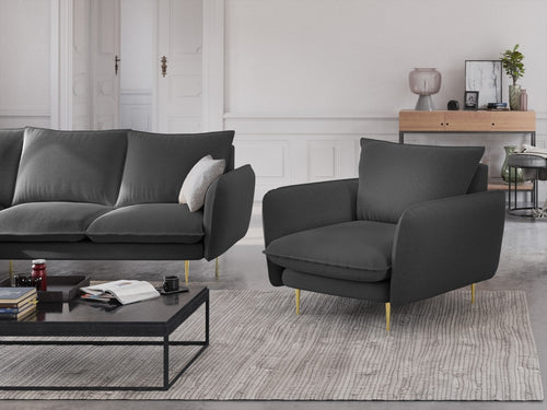 Cosmopolitan Design Fauteuil Vienna structurele stof, donkergrijs - 94x97x95cm