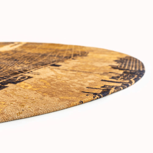 Louis De Poortere binnen & buiten machinewasbaar vloerkleed Cities New York van 40% gerecycled PET - geel - 240x240cm