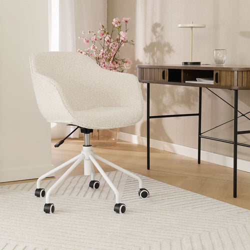 Nolon Nout-Mare Bureaustoel Bouclé Beige - Armleuning - Wit